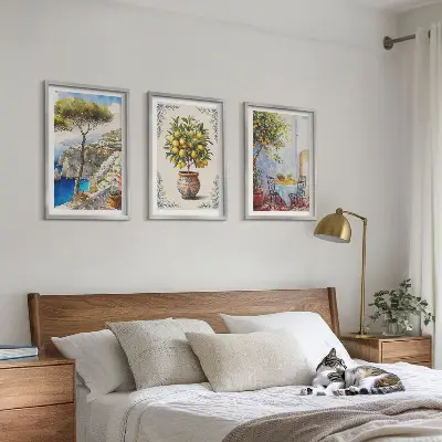 Wall art set sea lemon tree design