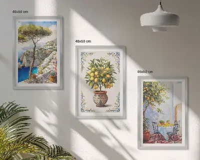 Wall art set sea lemon tree design