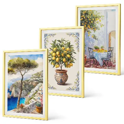 Wall art set sea lemon tree design