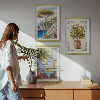 Wall art set Sea lemon tree table
