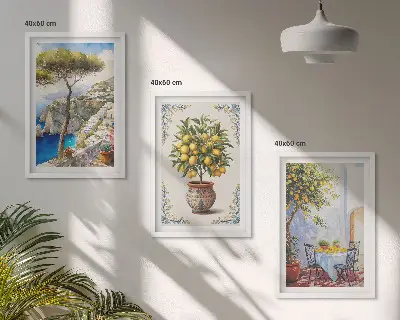 Wall art set sea lemon tree design