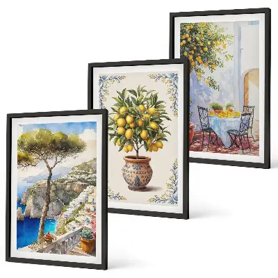 Wall art set sea lemon tree design