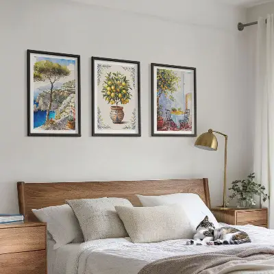 Wall art set sea lemon tree design