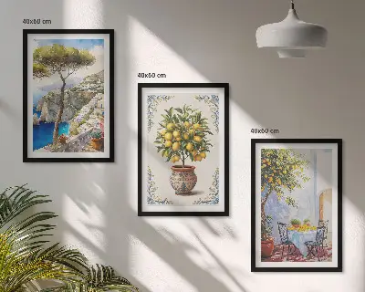 Wall art set sea lemon tree design