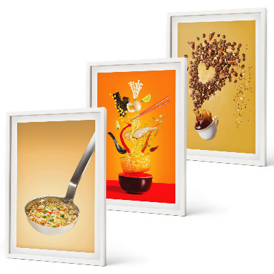 Three-piece wall art piece Kitchen food themes