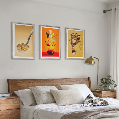 Three-piece wall art piece Kitchen food themes
