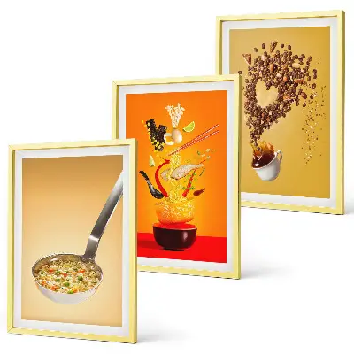 Three-piece wall art set with kitchen food themes