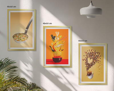 Three-piece wall art piece Kitchen food themes