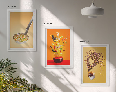 Three-piece wall art piece Kitchen food themes
