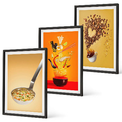 Three-piece wall art piece Kitchen food themes