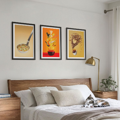 Three-piece wall art piece Kitchen food themes