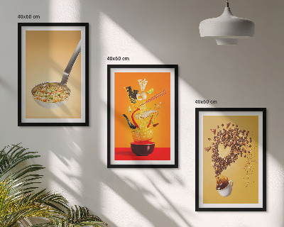 Three-piece wall art piece Kitchen food themes