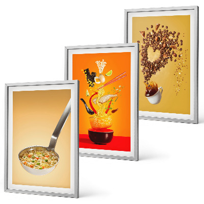 Three-piece wall art piece Kitchen food themes