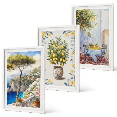 Sea lemon tree framed wall art set of 3 paintings