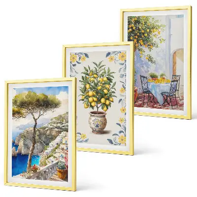 Sea lemon tree framed wall art set of 3 paintings