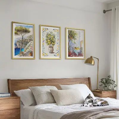 Sea lemon tree framed wall art set of 3 paintings