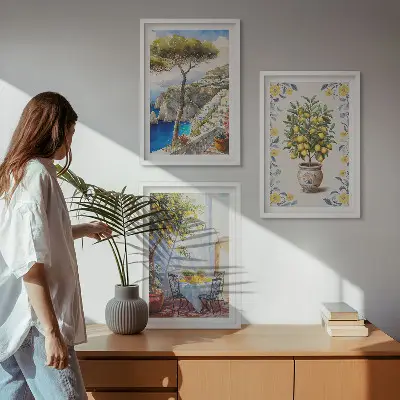 Sea lemon tree framed wall art set of 3 paintings