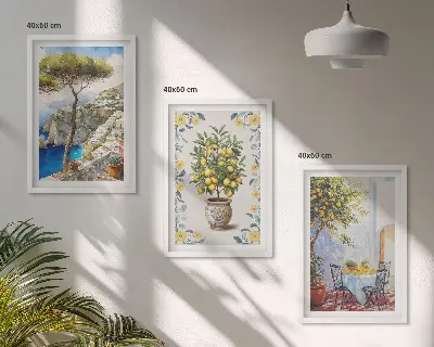 Sea lemon tree framed wall art set of 3 paintings