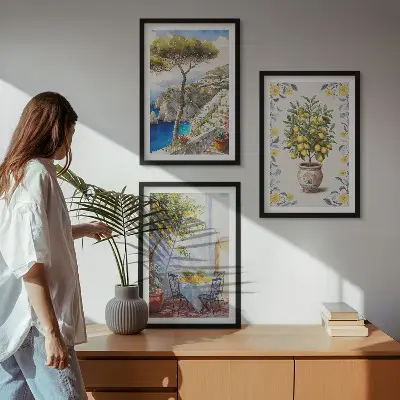 Sea lemon tree framed wall art set of 3 paintings