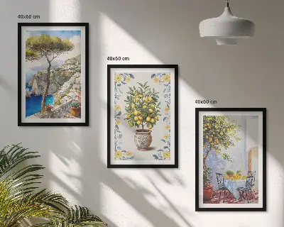 Sea lemon tree framed wall art set of 3 paintings