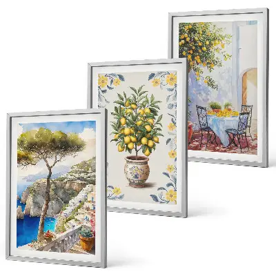 Sea lemon tree framed wall art set of 3 paintings