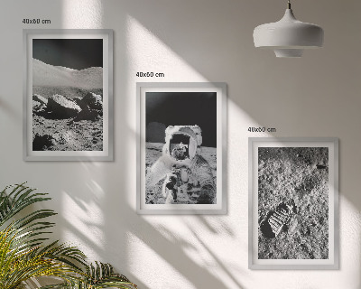 Wall art set NASA photos moon astronaut