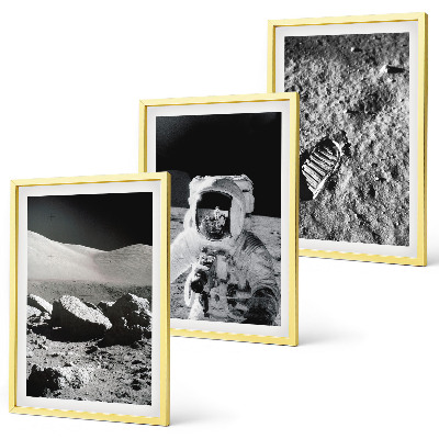 Wall art set NASA photos moon astronaut