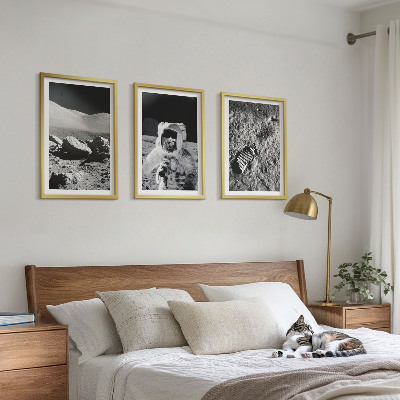Wall art set NASA photos moon astronaut