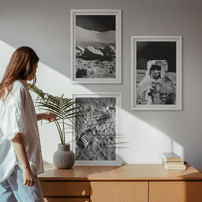 Wall art set NASA photos moon astronaut