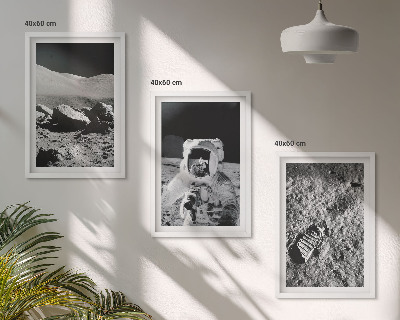 Wall art set NASA photos moon astronaut