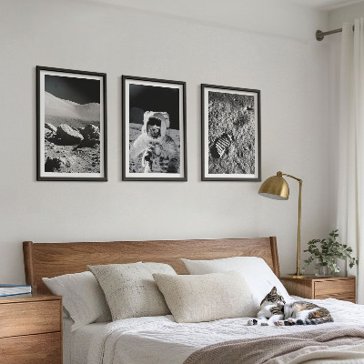 Wall art set NASA photos moon astronaut