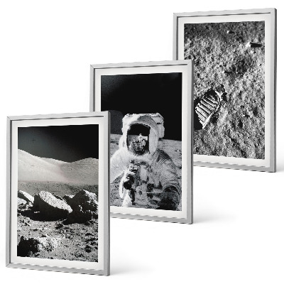 Wall art set NASA photos moon astronaut