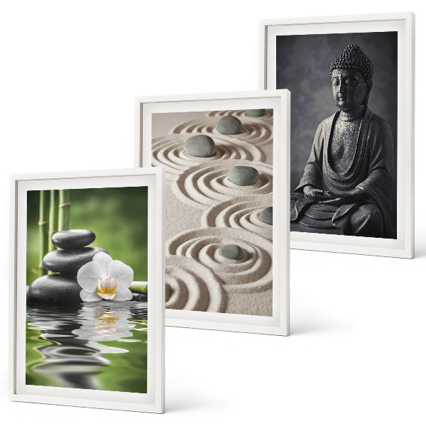 Three-piece wall art piece Relaxing View of Zen Buddha