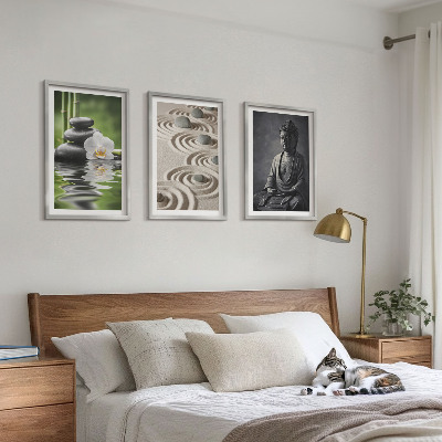 Three-piece wall art piece Relaxing View of Zen Buddha