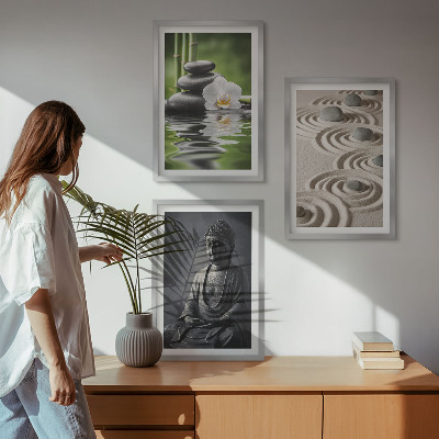 Three-piece wall art piece Relaxing View of Zen Buddha