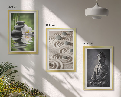 Three-piece wall art piece Relaxing View of Zen Buddha