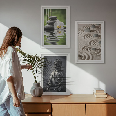 Three-piece wall art piece Relaxing View of Zen Buddha