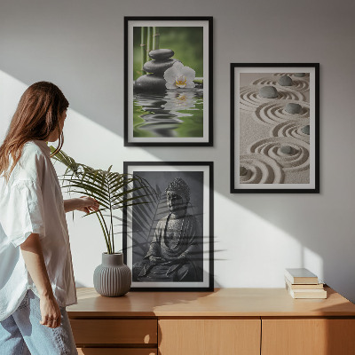 Three-piece wall art piece Relaxing View of Zen Buddha
