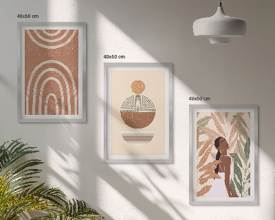 Set of 3 framed wall art pieces Stylish plant patterns and geometry