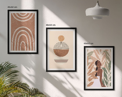 Set of 3 framed wall art pieces Stylish plant patterns and geometry