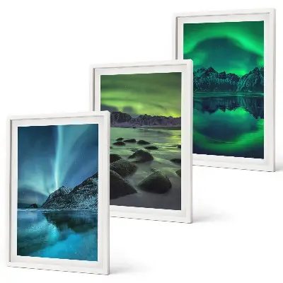Winter landscape of the aurora borealis wall art set 