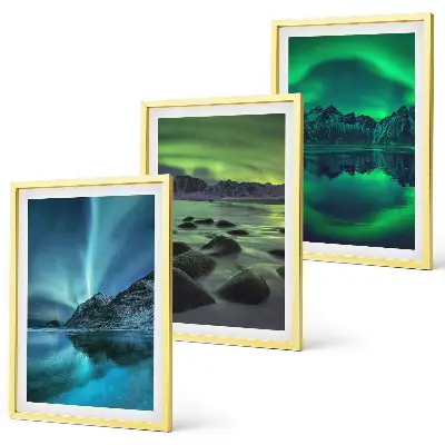Winter landscape of the aurora borealis wall art set 