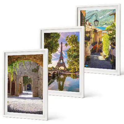 Streets of Eiffel architecture wall art set of 3 framed pieces