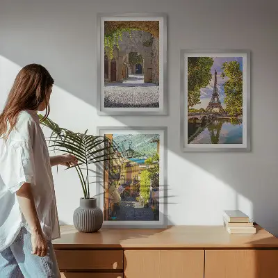 Streets of Eiffel architecture wall art set of 3 framed pieces