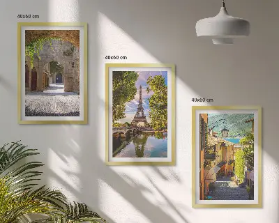 Streets of Eiffel architecture wall art set of 3 framed pieces