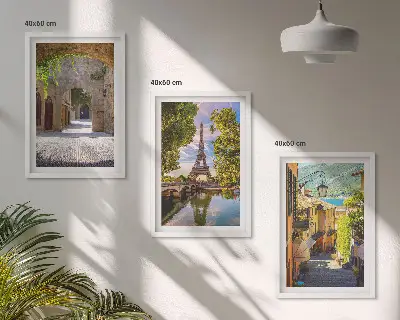 Streets of Eiffel architecture wall art set of 3 framed pieces