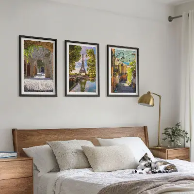 Streets of Eiffel architecture wall art set of 3 framed pieces