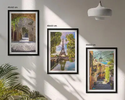 Streets of Eiffel architecture wall art set of 3 framed pieces