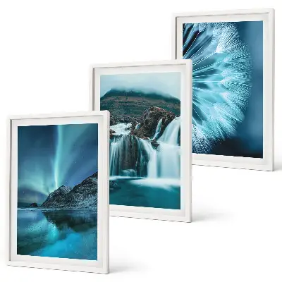 Winter landscapes with waterfalls wall art set a scenic winter nature collection