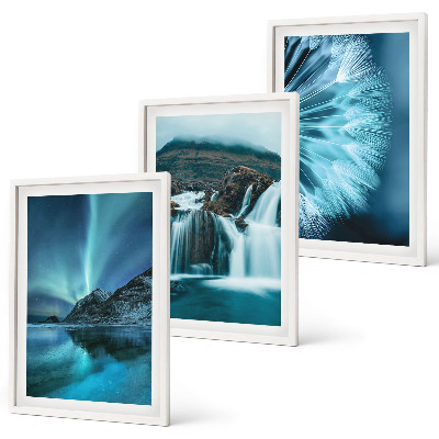 Wall art set Winter landscapes with waterfalls